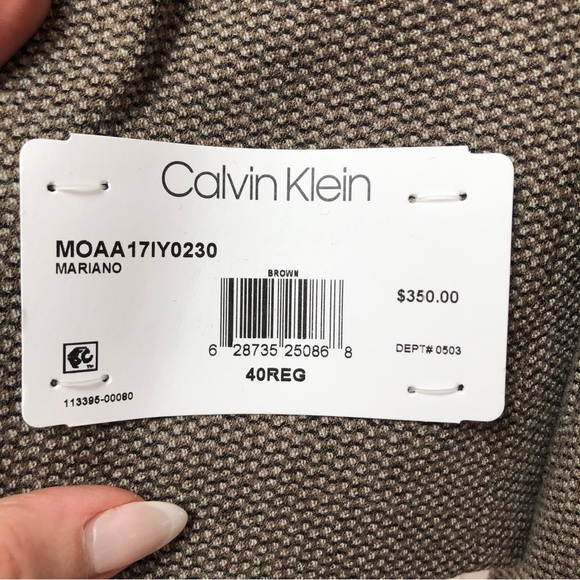 NWT Calvin Klein slim fit Mens wool blend blazer textured brown sport coat 40R - Picture 12 of 12